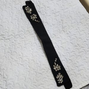 Elegant Black CHOKER with Silver Floral Accents